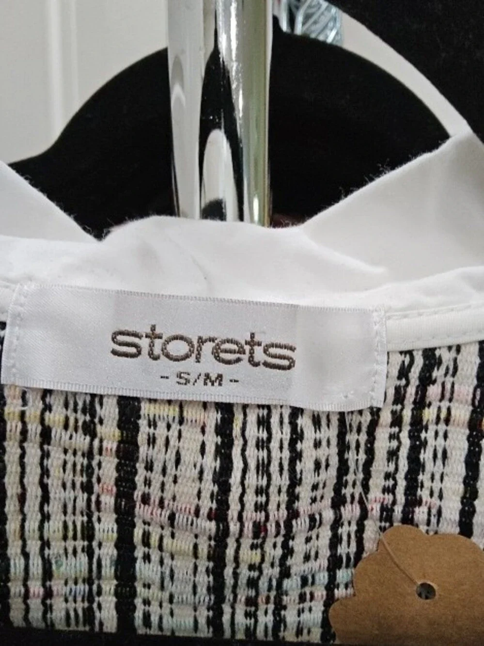 storets Multicolor Tweed Crop Top with White Collar
